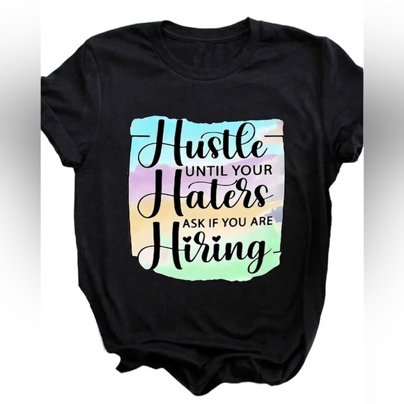 Hustle Entrepreneur Pastel Colored Graphic Print Black T-Shirt Women’s Small - Picture 2 of 13